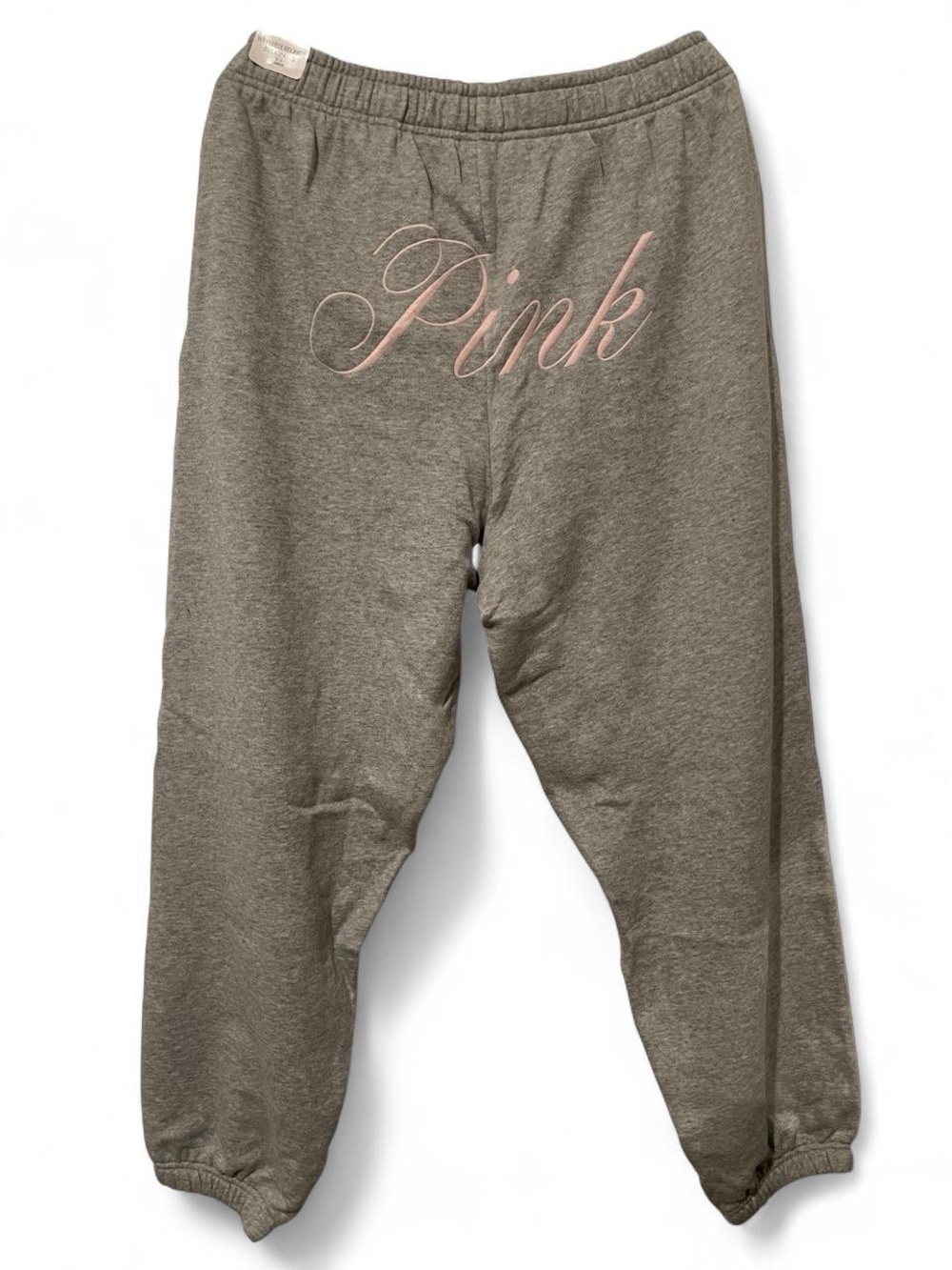 PINK Victoria's Secret Gray Sweat Joggers with Pink Script Logo